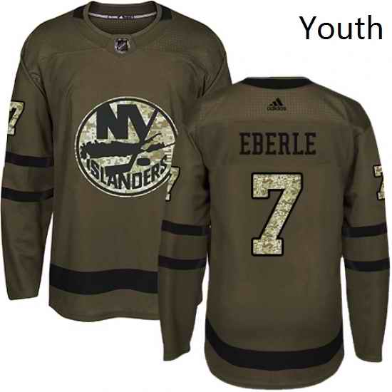 Youth Adidas New York Islanders 7 Jordan Eberle Premier Green Salute to Service NHL Jersey